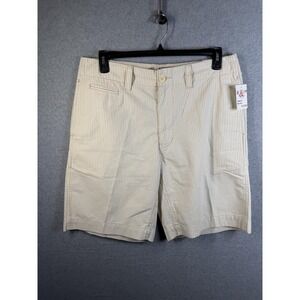 G & M Shorts Mens 34 Beige Striped Twill Chino Summer Casual Morristown